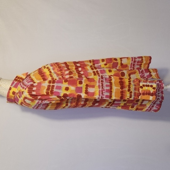 George Roth Los Angeles 100% Cotton Orange Tie Dye Long Sleeve Popover Tunic - Picture 5 of 14
